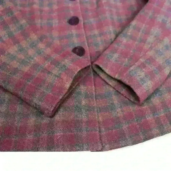 VINTAGE Crosscountry Petites Plaid Equestrian Wool Blazer Velvet Collar Women 4P - Picture 6 of 10